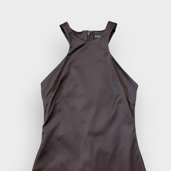 Ten by Babaton Raceback Halter Neckline Mini Brown Satin Dress Size 0 - Picture 4 of 5